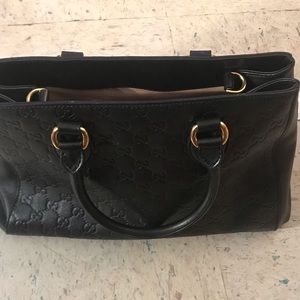 Two straps black Gucci print leather back